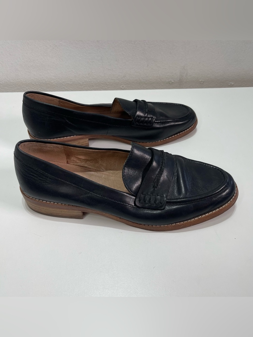 Madewell Leather Shoes Womens 9.5 Penny Loafer Black Academia Classic - Picture 3 of 7